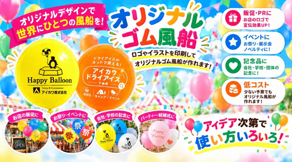 オリジナルバルーン作成 ロゴバルーン 販促バルーン バルーン作成 静岡 全国発送 全国対応 簡単 企業イベント おすすめ